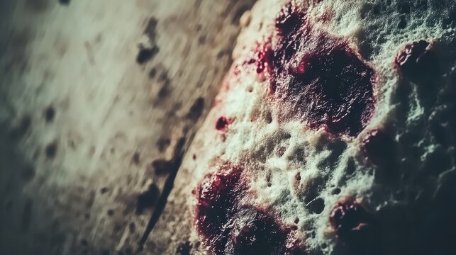 Close-up macro view of artisanal berry jam spread on a textured surface, showcasing its rich color and appealing texture