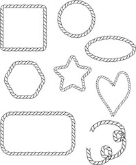 Hand Drawn Rope Frames Vector Set Isolated On White Background frame © Mithun