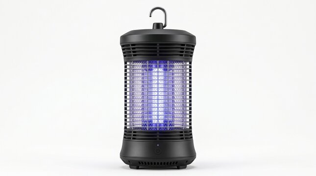 Electric insect killer, bug zapper, UV light trap, black cylindrical device
