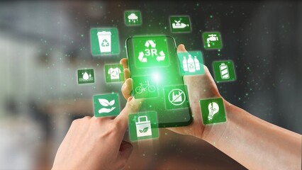 Fototapeta premium Reuse, reduce, and recycle form the 3R concept that supports sustainability. The 3R principle, especially reuse and recycle, helps reduce waste effectively. Spire
