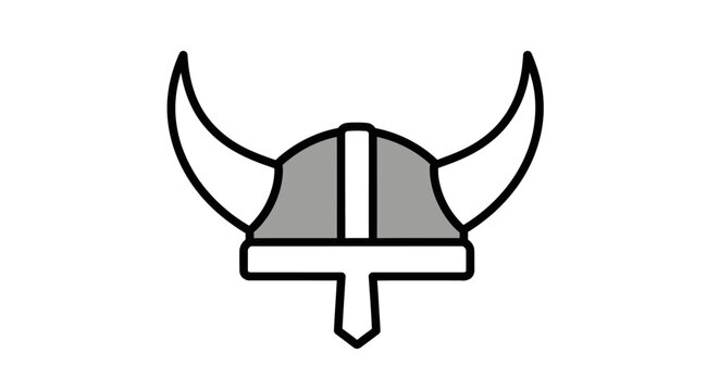 Viking Warrior Helmet Icon with Horns, Scandinavian Symbol