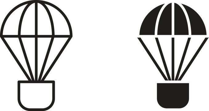Parachute icon vector editable. black vectors set