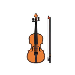 Fototapeta premium Violin and Bow Illustration - Classical Music Instrument Icon