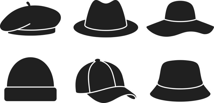 Headwear Icon Set Solid Vector