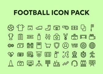 Football Soccer Line Icon Set Sport Equipment Outline Icons Collection © Aat