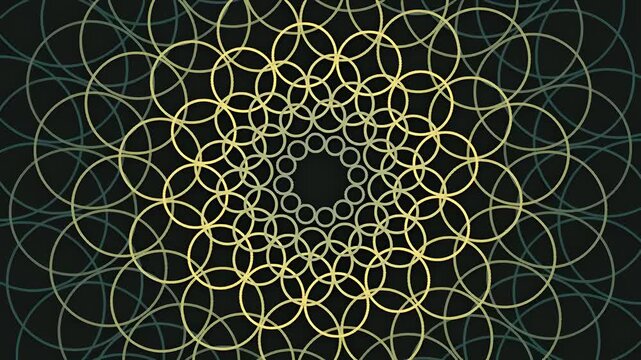 Abstract geometric pattern with interlocking circles on dark background