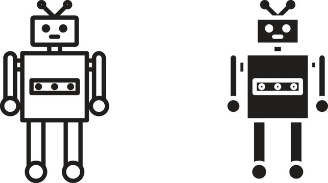 Robo icon vector editable. black vectors set
