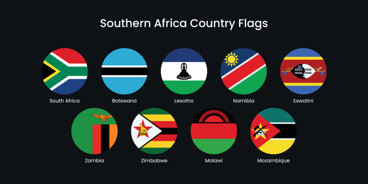 Southern African national flags illustration element vector set