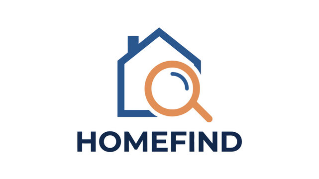 A logo features a house with a magnifying glass on Homefind