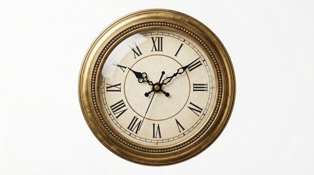 Vintage gold clock, antique round clock face, roman numeral clock, decorative wall clock
