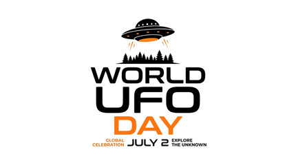 World UFO Day Celebration with Flying Saucer and Forest Silhouette © Nak