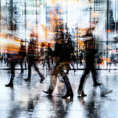 Fototapeta premium Dynamic urban movement city streets photography bustling environment street level view capturing the pulse of city life