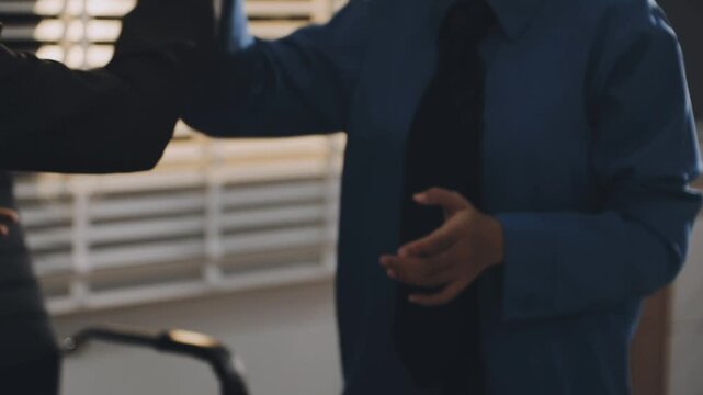 Business people applauding. Group of business people clapping in row. Banner background.
