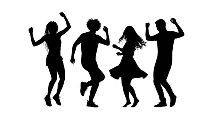Fototapeta premium People dancing together in silhouette style isolated on transparent background, Vector