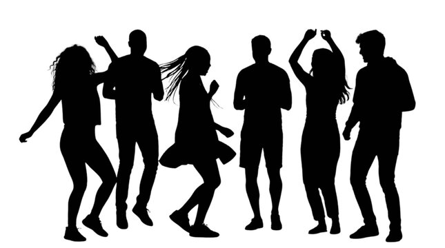Group of people dancing together in a circle isolated on transparent background, Vector