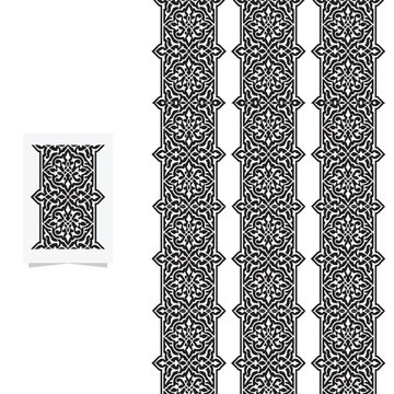 Set of seamless Islamic ornamental borders and geometric patterns