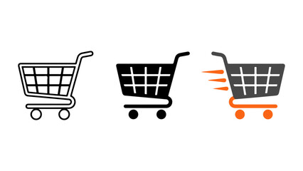Shopping cart icon set with outline solid and fast delivery motion styles vector illustration for e-commerce and online retail © Artastic