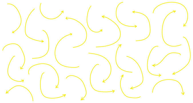 Yellow colour modern vector arrow head icon set on white page. Modern isolated vector icon set on white page. EPS 10. 