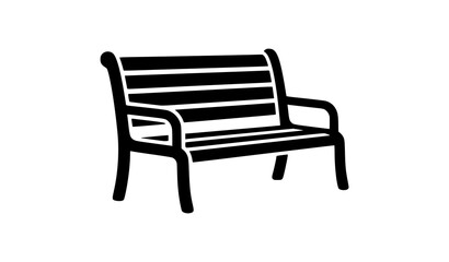 Fototapeta premium Modern Park Bench Public Amenity Black Vector Icon Illustration