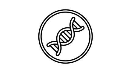 Obraz premium Isolated DNA double helix molecule icon in a black outline circle, genetic engineering, biology