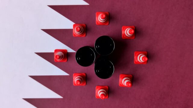 The cargo container ban on the Qatari flag as a conceptual backdrop for the export and logistics of goods. The cargo container embargo on the Qatari flag as a backdrop for your design