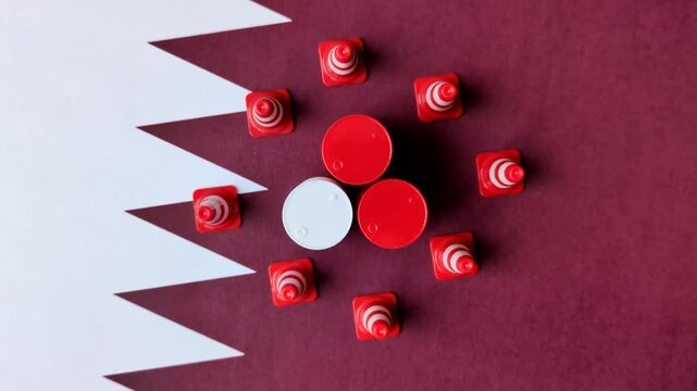 The cargo container ban on the Qatari flag as a conceptual backdrop for the export and logistics of goods. The cargo container embargo on the Qatari flag as a backdrop for your design