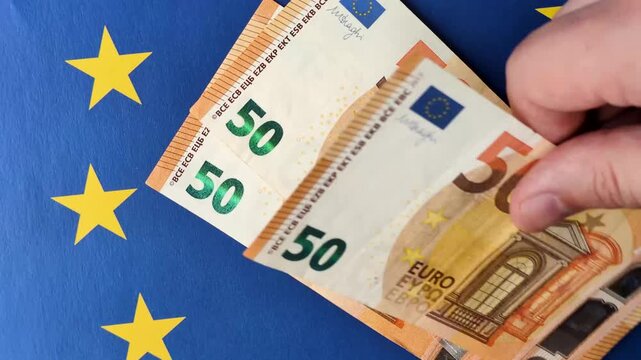 Cash money, euro paper banknotes for business transactions, financial background. Euro banknotes as a financial background for your design