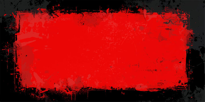 A dark grunge red background featuring a dirty paint splatter texture with abstract blood ink splashes on an old vintage wall vector illustration backdrop