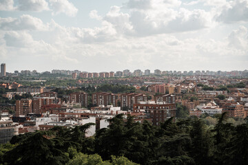 Fototapeta premium Madrid, Spain in Spring with lush gardens, architecture, and historic unesco sites.