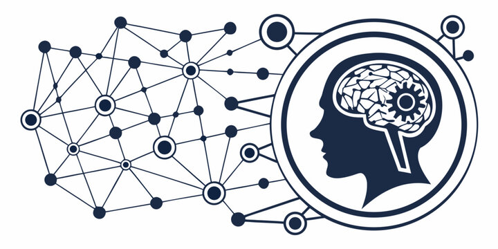 Digital neural network connected to artificial intelligence brain with intelligence artificial technology innovation thinking abstract computing connection technical