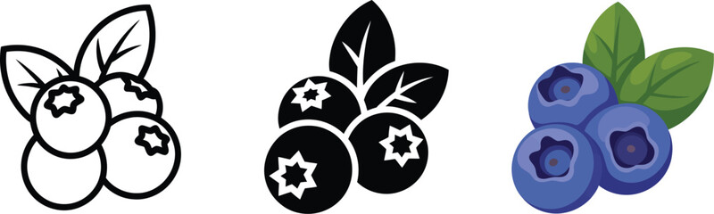 Blueberry icon featuring black currant symbol, bilberry vector illustration, ripe blue berry sign, juicy berry pictogram, and healthy nourishment concept. © Abdul Malek