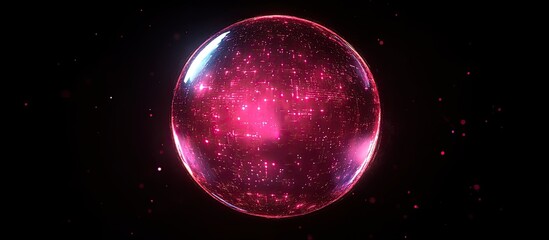 Fototapeta premium Glowing Pink Nebula Sphere in Deep Space