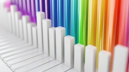 Obraz premium Abstract rainbow spectrum with white bars in ascending order, representing growth and diversity