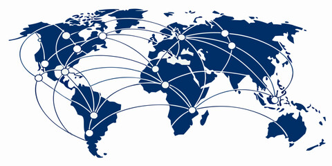 Global logistics network lines connecting major world regions on dark map with logistics connection communication international transport shipping infrastructure technology © Mamun