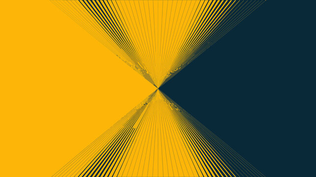 Converging lines pattern with yellow and dark teal color blocks a geometric vector illustration abstract radiating design graphic block two tone