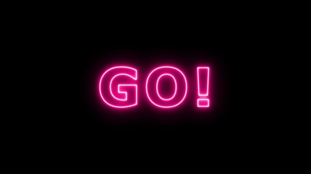 Animated of 3 2 1 go countdown animation on black screen. Glowing neon 3 2 1 go time limit animation. Game concept.Ready, set, go! Countdown, deduction to start. 4K animation on black background.