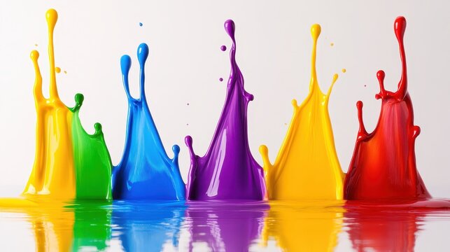 Explosions of Vibrant Liquid Paint Creating Dynamic Color Splashes and Patterns in Mid-Air