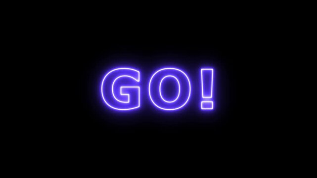Animated of 3 2 1 go countdown animation on black screen. Glowing neon 3 2 1 go time limit animation. Game concept.Ready, set, go! Countdown, deduction to start. 4K animation on black background.