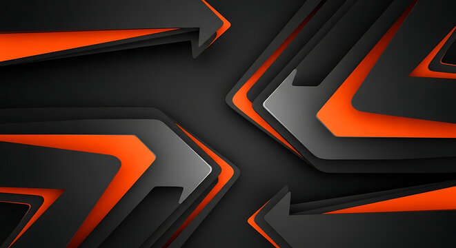 Abstract geometric shapes with orange and black contrast.