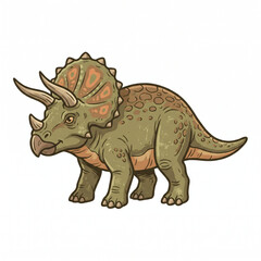 Naklejka premium Triceratops dinosaur cartoon style illustration isolated on white background