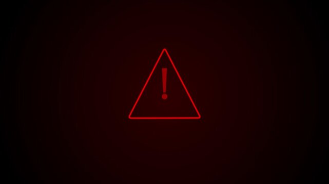 Warning attention sign icon animation. Warning security alert the screen data hacking malware virus caution signal animation