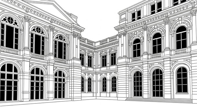 vector illustration of old building