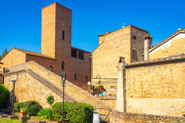 Naklejka premium View of the house of Boccaccio, famous renaissance italian poetry, in the old city centre of Certaldo, Tuscany (Firenze Province).