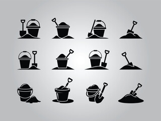 Set of sand bucket and shovel icons © Omar