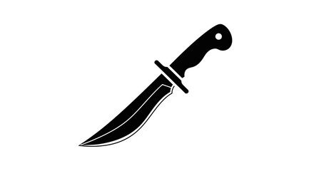 Obraz premium Hunting Knife Silhouette Against A White Background