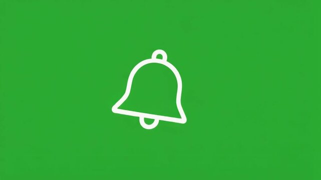 A simple white bell icon vector on a solid green background, representing a notification alert