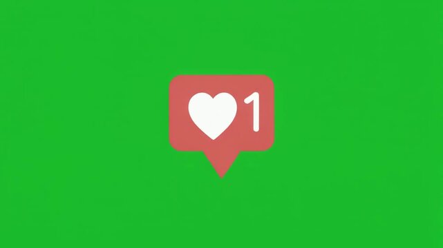 Social media like counter notification bubble icon vector illustration on green screen background