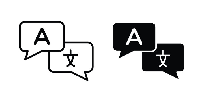 Language icon concept. solid and line symbols