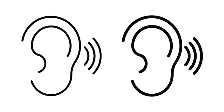 Listening icon concept. solid and line symbols