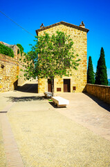 Naklejka premium View of the ancient palaces in Pienza, medieval village of Tuscany (Province of Siena, Italy); is world famous for its renaissance monuments.